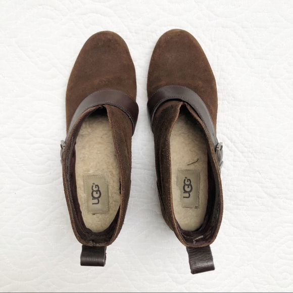 Ugg Wright Belted Bootie Brown Suede Womens Sz 6 - Picture 3 of 8